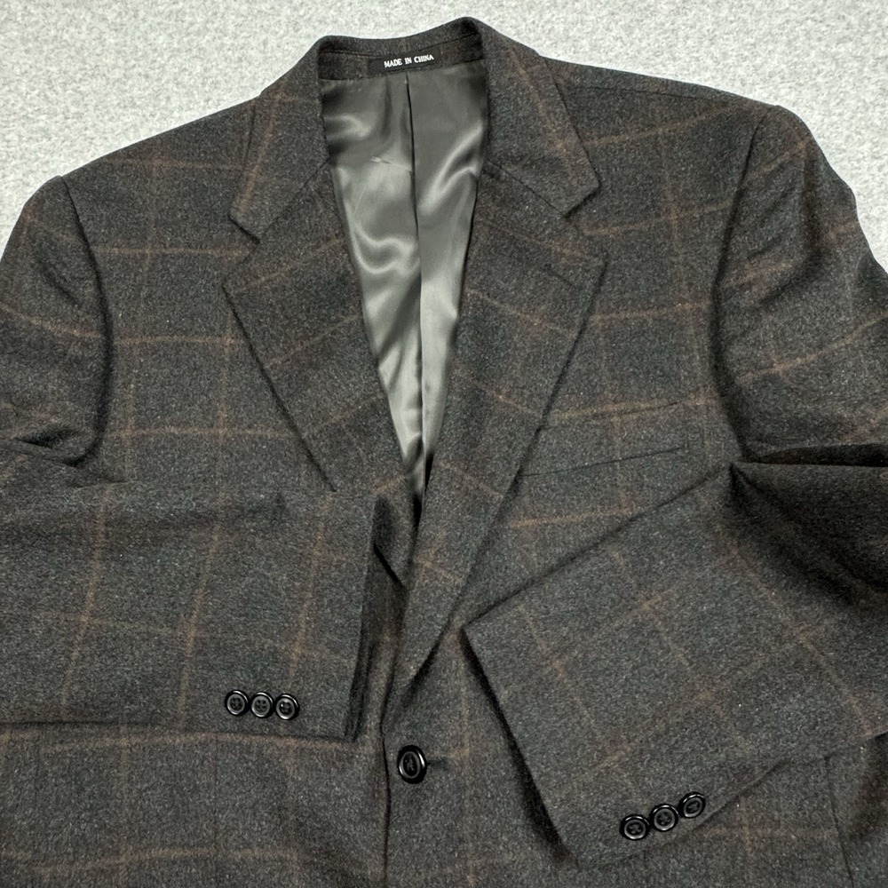 Bacharach Windowpane Plaid‎ Blazer Mens 42R Wool Silk Cashmere Sport Coat Preppy